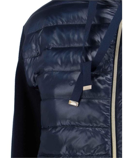 Herno Blue Knitted And Nylon Down Jacket