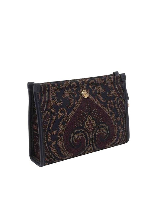 Etro Black Paisley Jacquard Pouch