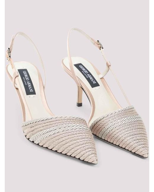 Giorgio Armani White Satin Slingback