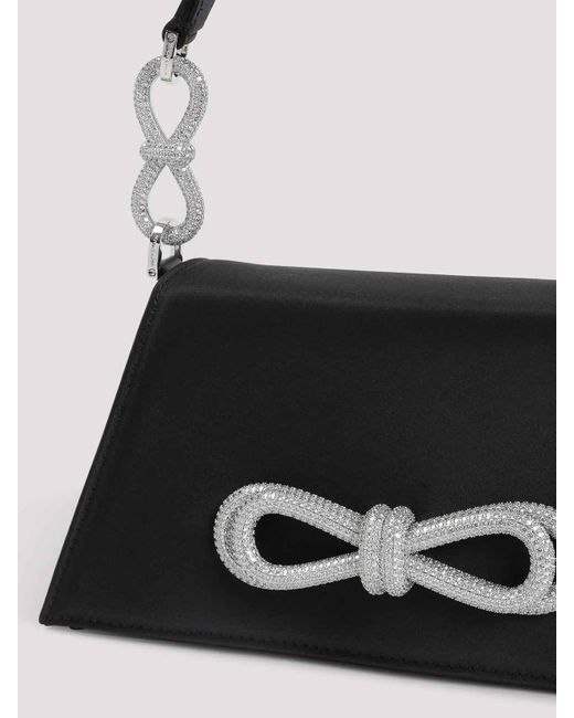 Mach & Mach Blue Samatha Double Bow Satin Shoulder Bag