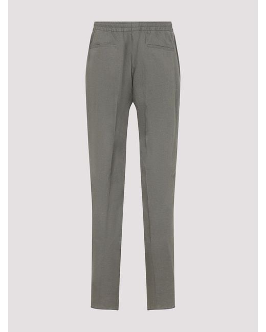 Kiton Gray Linen Pants for men