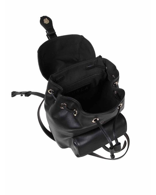 Furla Black Flow S Backpack In Leather