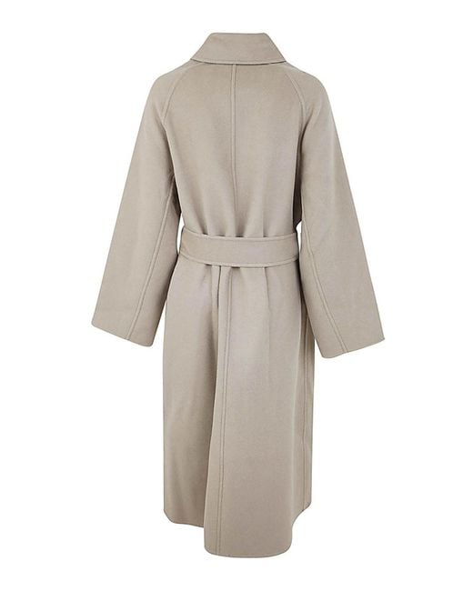 AMI White Long Belted Coat