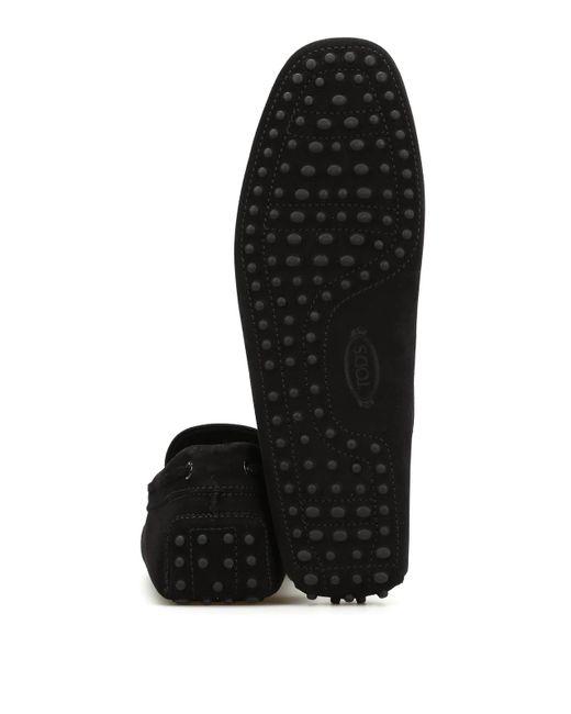 Tod's Black Lace Detail Suede Loafers for men