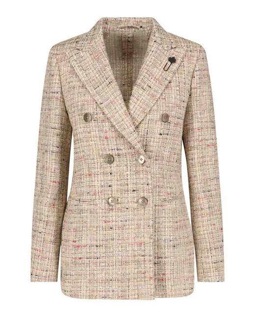 Lardini Natural Double-Breasted Blazer