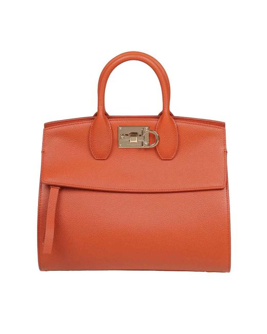 Ferragamo Orange Sof Leather Handbag