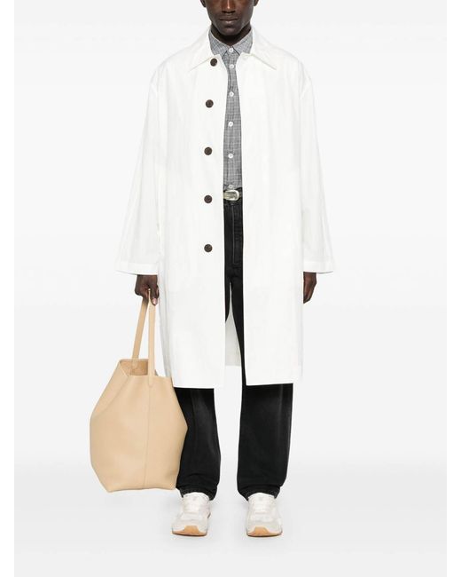 Studio Nicholson White Nylon And Cotton Blend Coat