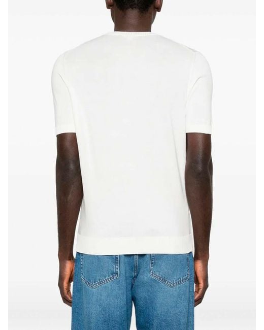 Malo White Cotton Round Neck for men