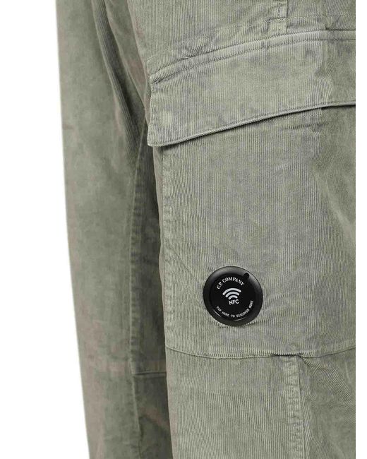C P Company Gray Velvet Trousers for men