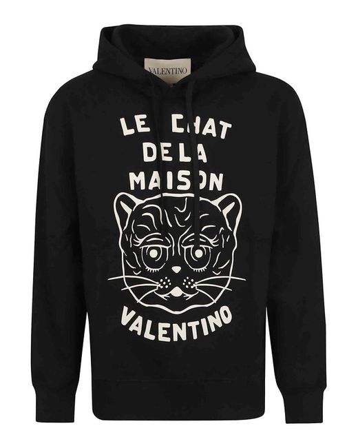 Valentino Garavani Black Jersey Sweatshirts Le Chat De La Maison for men