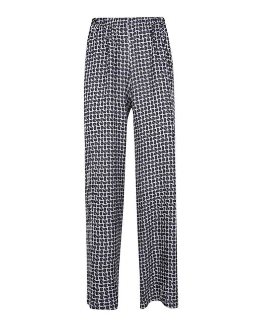 Laura Urbinati Blue Elastic Waist Wide Leg Trousers