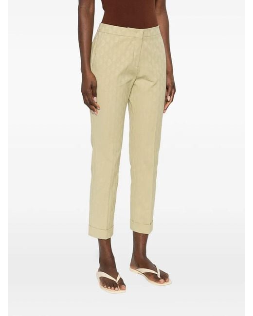Etro Natural Cropped Cotton Jacquard Trousers