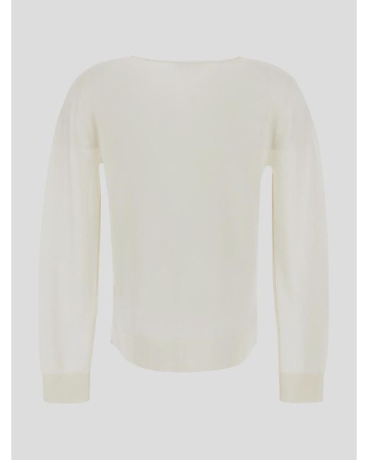 Tory Burch White Wool And Silk Blend Cardigan