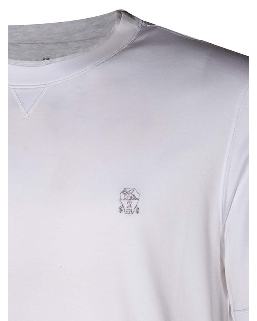 Brunello Cucinelli White Cotton T-Shirt for men