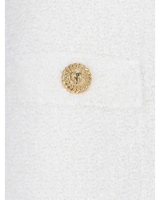 Balmain White Mini Button Skirt