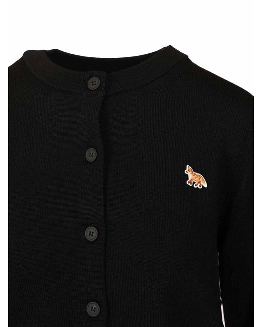 Maison Kitsuné Black Merino Wool Cardigan