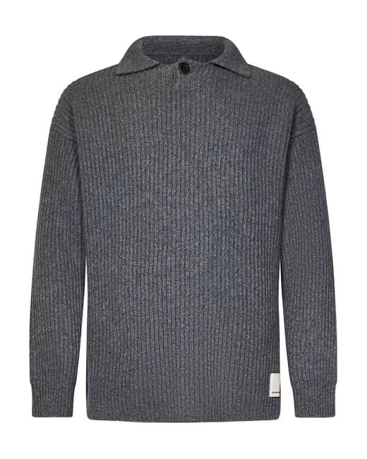Emporio Armani Gray Wool Blend Knit Sweater for men