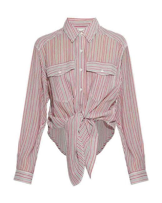 Isabel Marant Pink Striped Multicolour Shirt With Bow