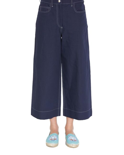 KENZO Blue Five Pocket Cropped Trousers