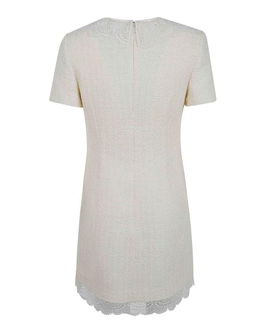 Self-Portrait White Boucle Lace Trim Dress