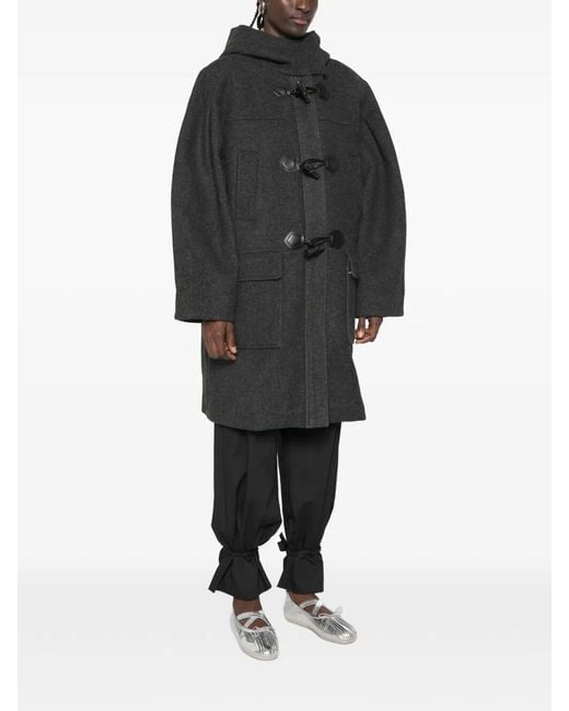 Ganni Black Peacoat Wool Duffle Coat