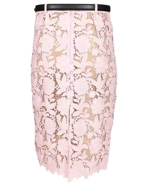 Self-Portrait Pink Lace Pencil Skirt