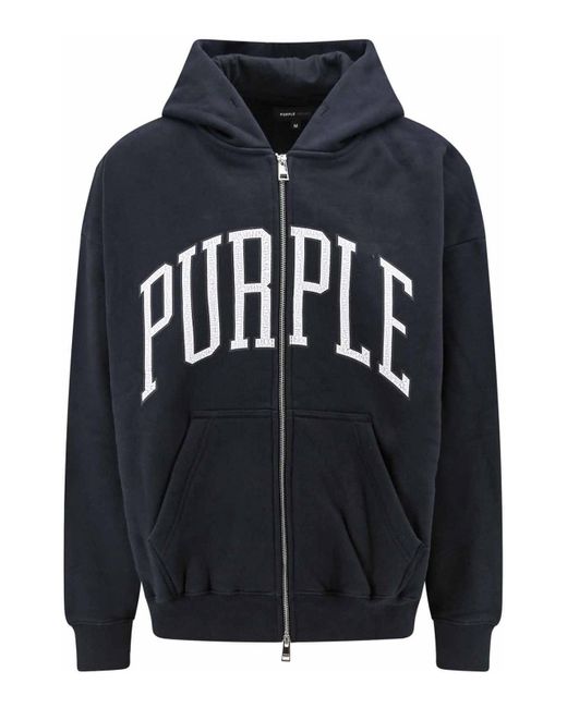 Purple Brand Blue Oversize Cotton Sweatshirt With Logo Print for men