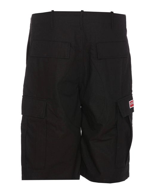 KENZO Black Paris Cargo Workwear Shorts for men