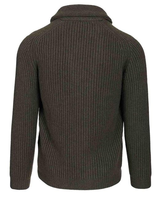 Fedeli Gray Cashmere Shawl Cardigan for men