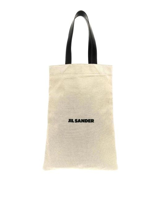 Jil Sander Natural Flat Shopper Large Shopping Bag