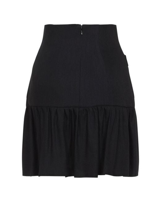 Elisabetta Franchi Black Linen Blend Skirt With Jewel Details