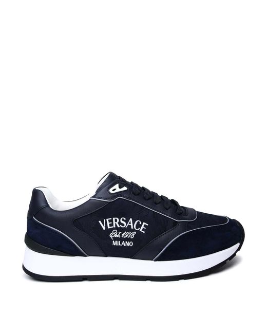 Versace Blue Leather Sneakers for men