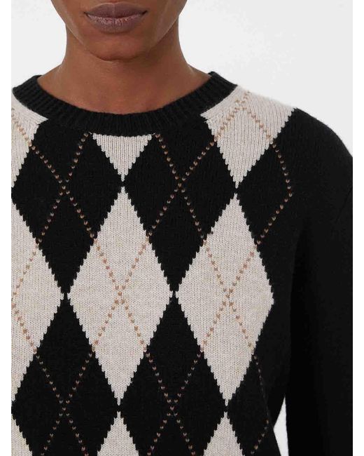 Max Mara Black Max Mara Argyle Wool And Cashmere Sweater
