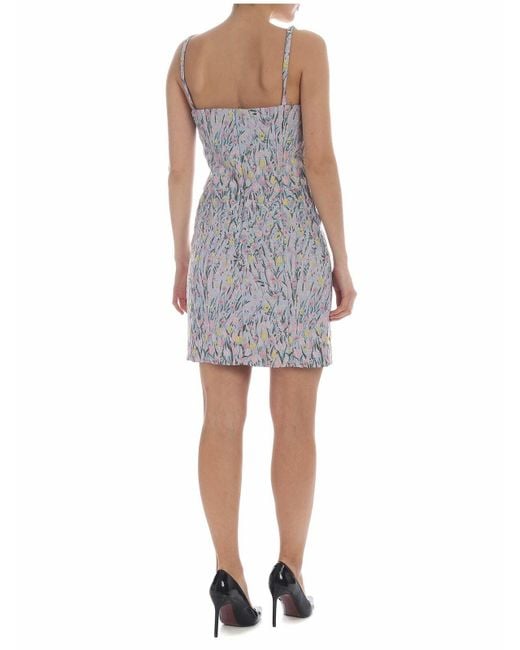 Vivetta Gray Cento Sheath Dress With Embroidered Flowers