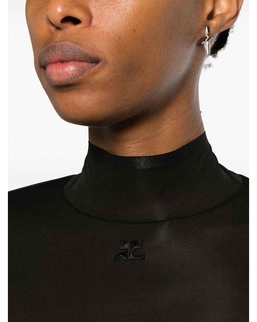 Courreges Black Second Skin Mockneck Top