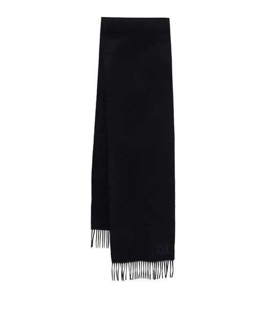 Max Mara Black Monogram Embroidered Cashmere Stole