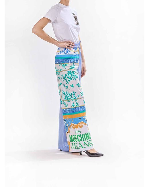 Moschino Blue Foulard Printing Trousers