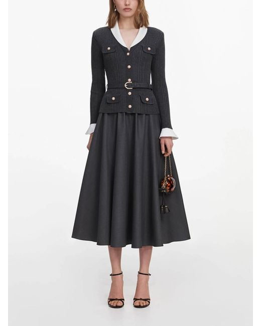Self-Portrait Black Knit Midi Dress