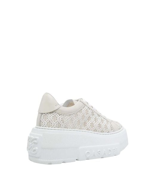 Casadei White Platform Mesh Sneakers