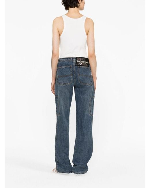 Des Phemmes Blue Embroidered Denim Pants