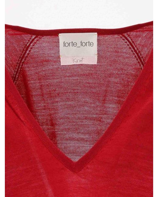 Forte_forte Red V-Neck Sweater