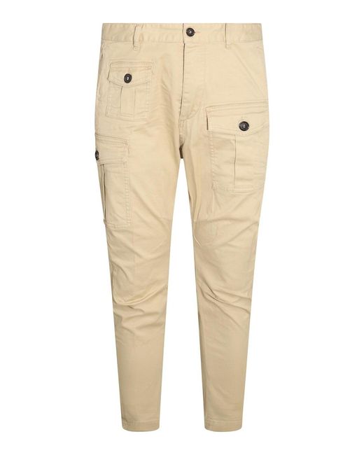 DSquared² Natural Cotton Blend Cargo Trousers for men