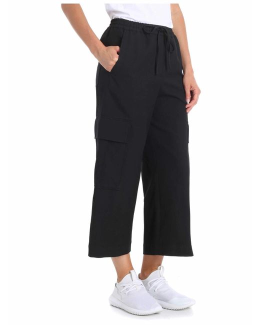 KENZO Black Crop Trousers With Pockets