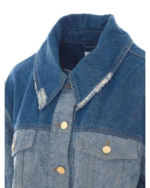 Ganni Blue Denim Patchwork Denim Jacket