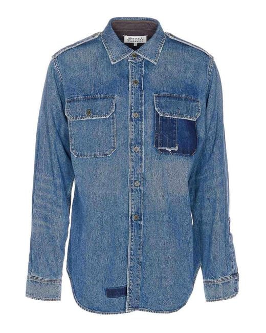 Maison Margiela Blue Denim Shirt for men