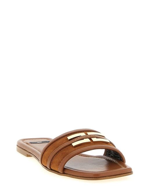 Elisabetta Franchi Brown Logo Slides