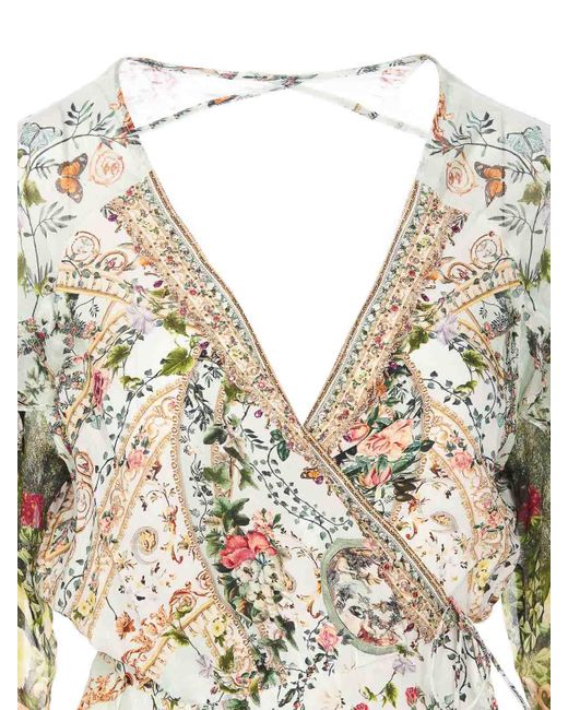 Camilla Short Wrap Dress With Ruffled in White Lyst