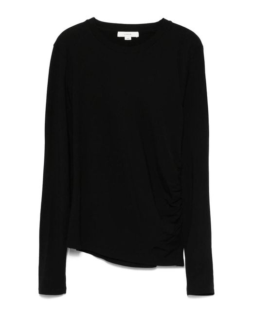 Vince Black Side Drape Ls Crew