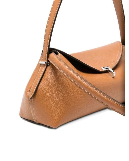 Totême Metallic T-Lock Grained Leather Shoulder Bag