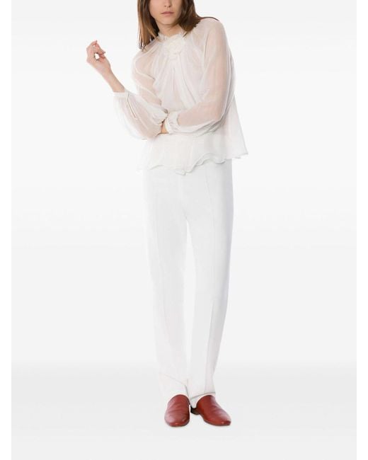 Alberta Ferretti White Multicolour Silk Shirt
